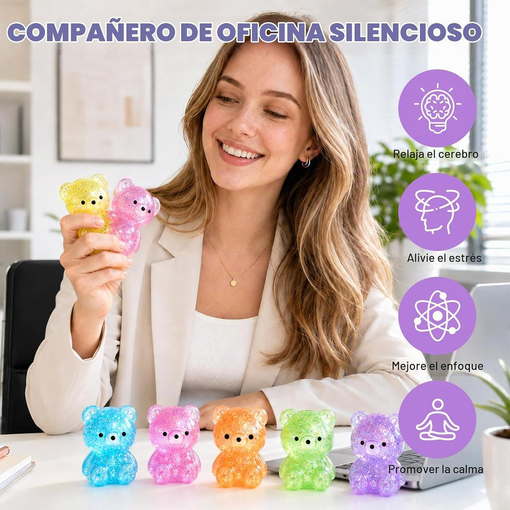 Paquete de 24 juguetes blandos de oso, bolas antiestrés coloridas con
