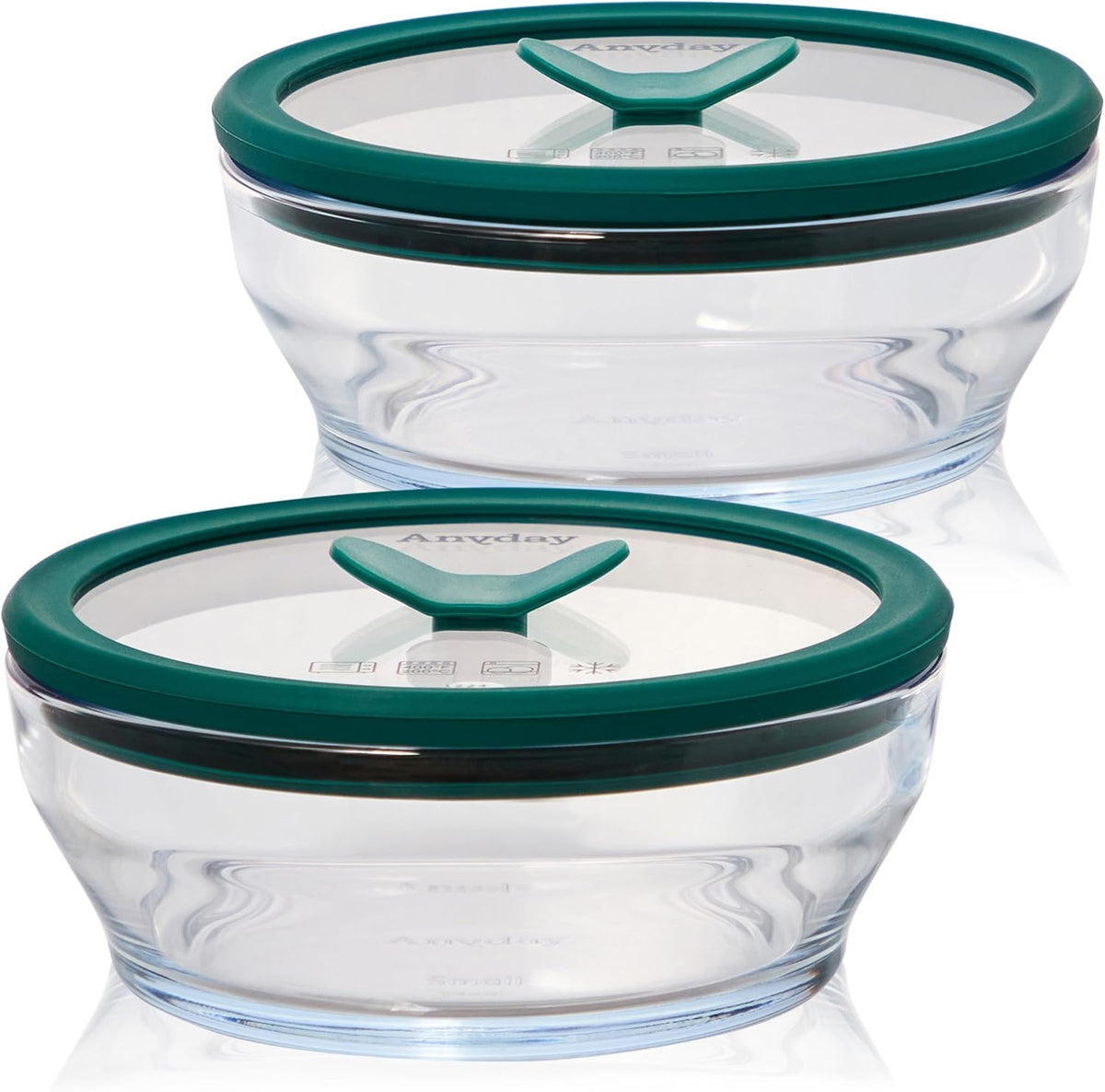 Anyday Juego de 2 recipientes de almacenamiento de alimentos de vidrio (2 tazas) con tapas de vidrio, juego de preparación de comidas sin plástico | Juego de recipientes de almacenamiento herméticos