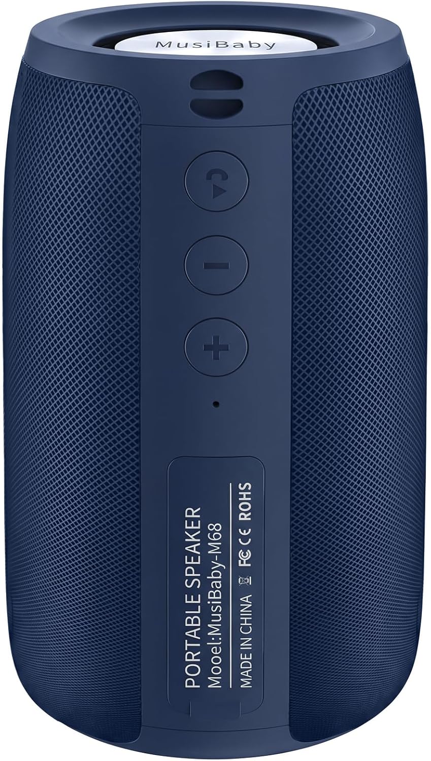 Altavoz Bluetooth Musibaby M68, 12W, IPX5, FM, USB AUX, Azul Oscuro...