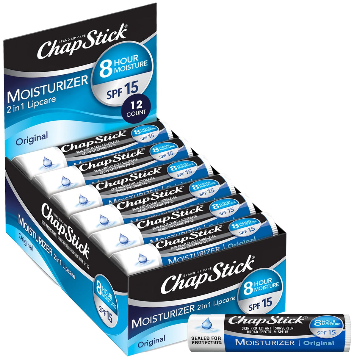 ChapStick Hidratante 2-en-1 para el cuidado de los labios SPF 15, O...