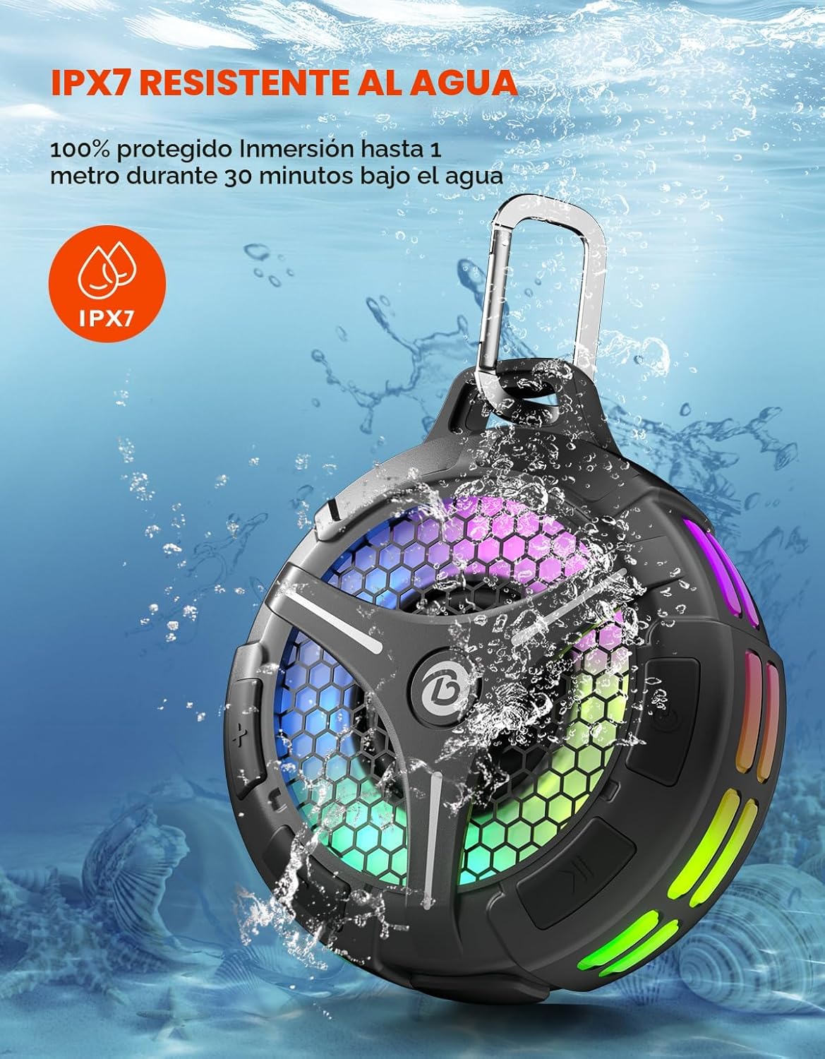 Altavoz de ducha Bluetooth impermeable, ventosa, pequeños altavoces...
