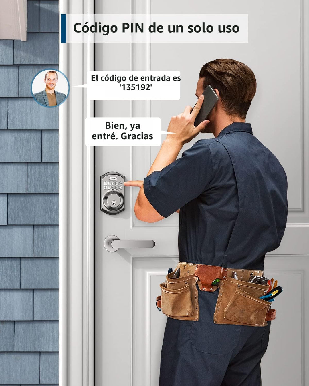 TEEHO TE001 Cerradura de puerta de entrada sin llave con teclado, c...