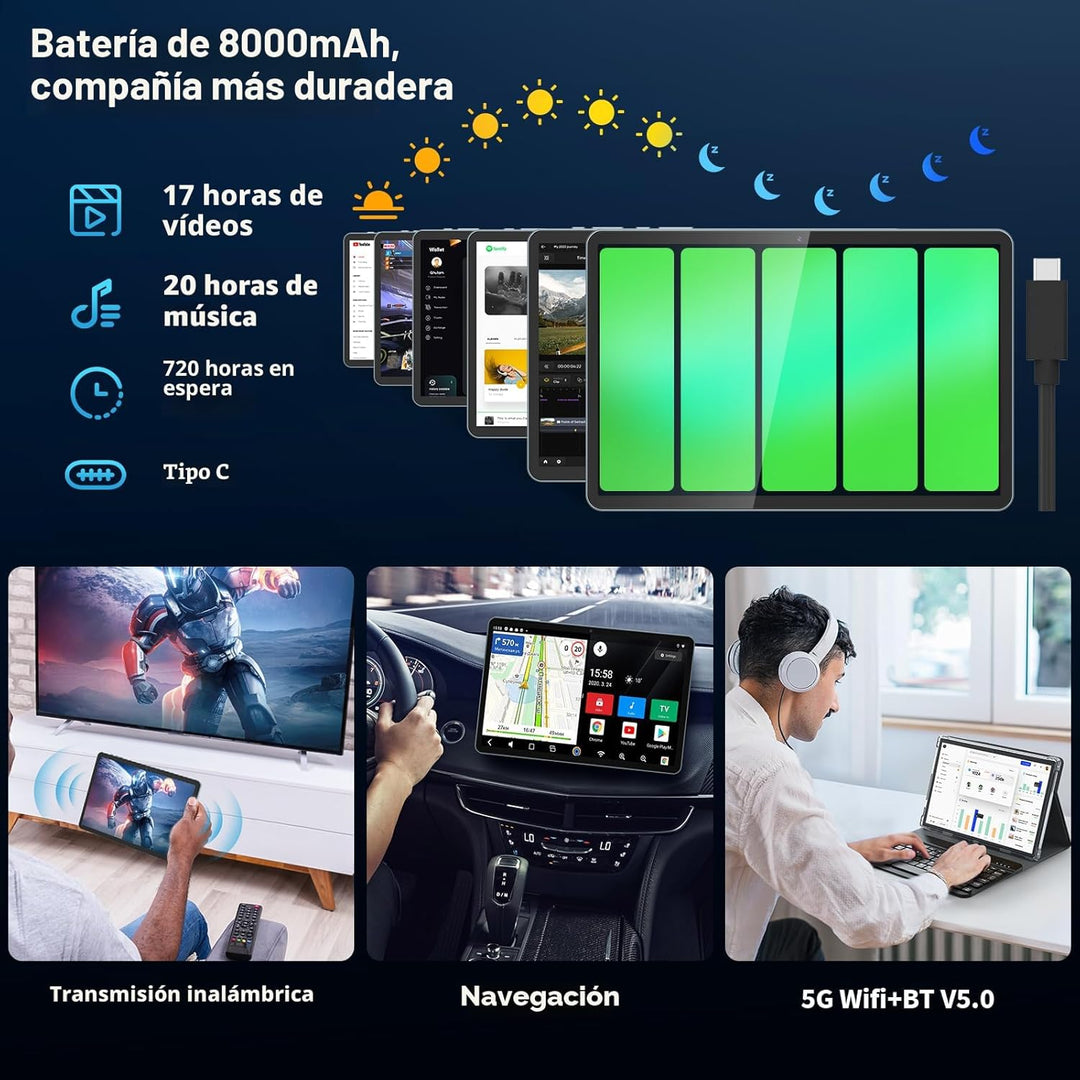 Tablet Android 16 mejorada 2026, tableta de 10 pulgadas con teclado...