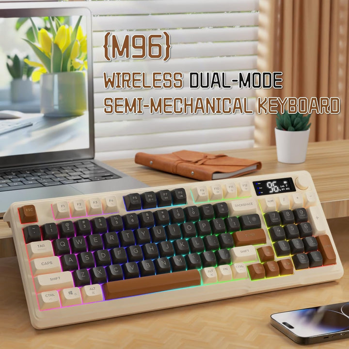 LexonElec Teclado Inalámbrico Gaming M96, Control de Perilla Blueto...