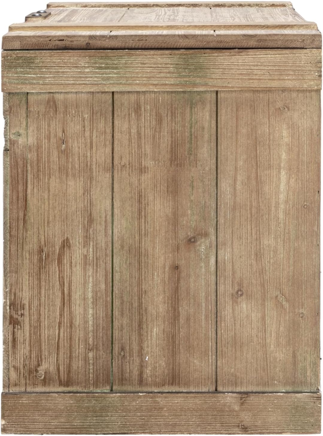 Household Essentials Tronco decorativo antiguo, grande, panel de abeto chino y MDF, parte trasera lisa y acento de bisagra de metal, parte superior plana y tapa abierta