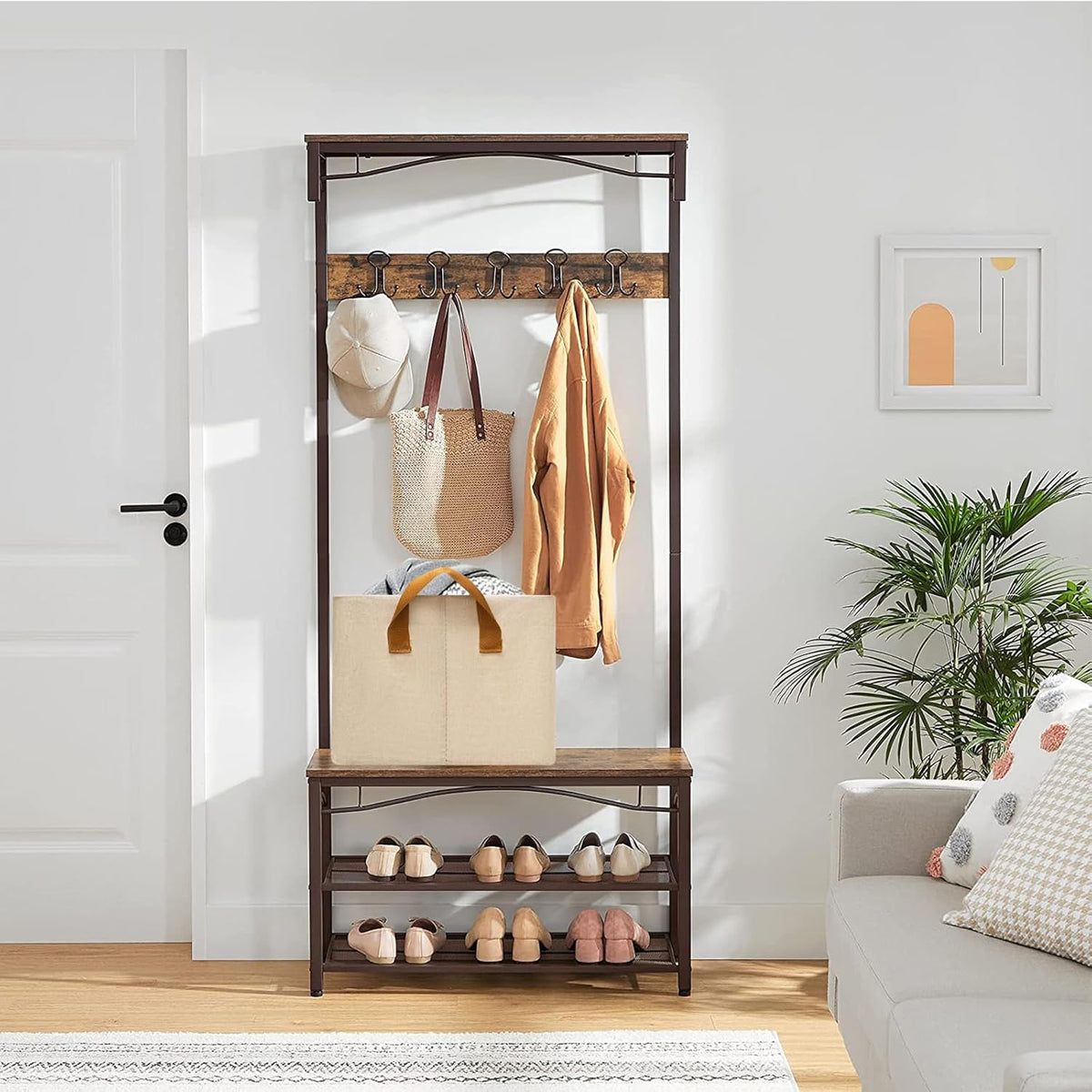 SNWDN - Paquete de 4 contenedores de almacenamiento de tela para armario con asas (beige, 15 pulgadas de largo x 10.2 pulgadas de ancho x 8.2 pulgadas de alto)
