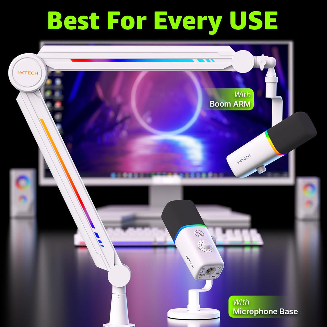 IXTECH Micrófono USB Gaming para PC, micrófono condensador con canc...