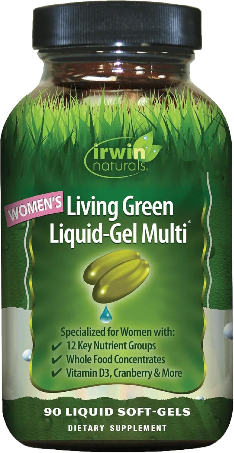 Irwin Naturals Living Green Multivitaminas de gel líquido para muje...