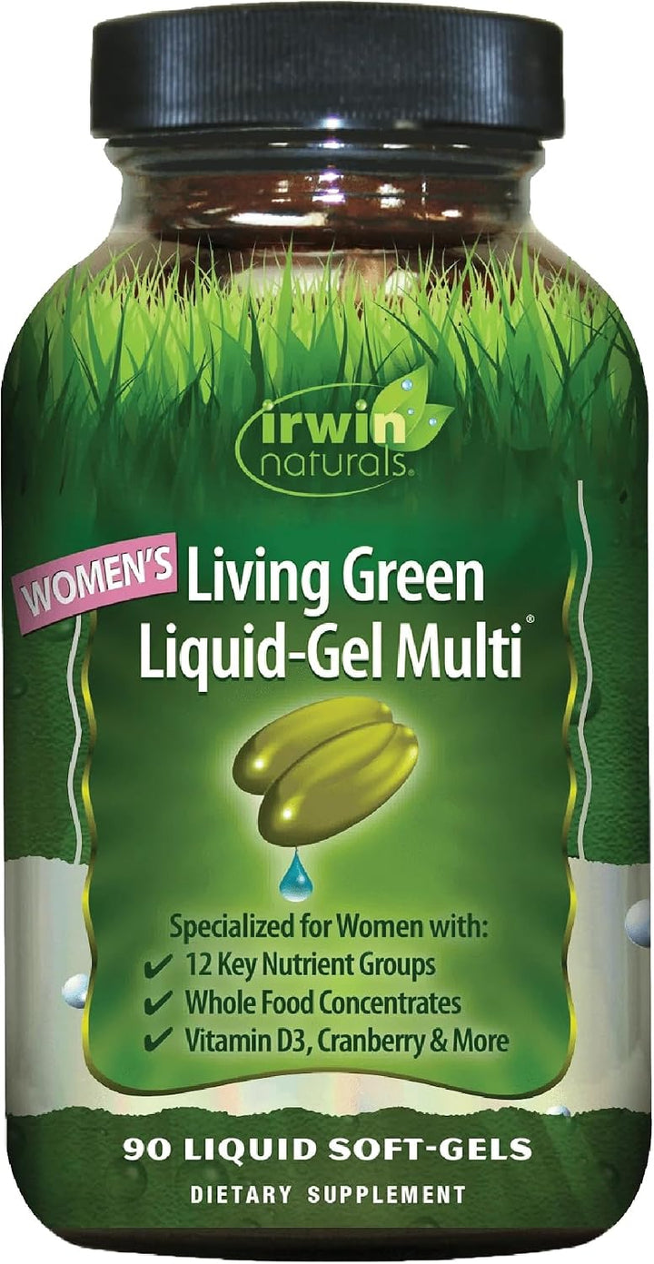 Irwin Naturals Living Green Liquid Gel Multi para Mujer - 90 Geles...