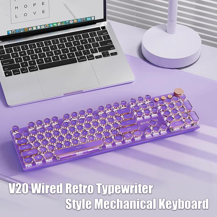 TISHLED Teclado Mecánico para Juegos Estilo Máquina de Escribir Ret...
