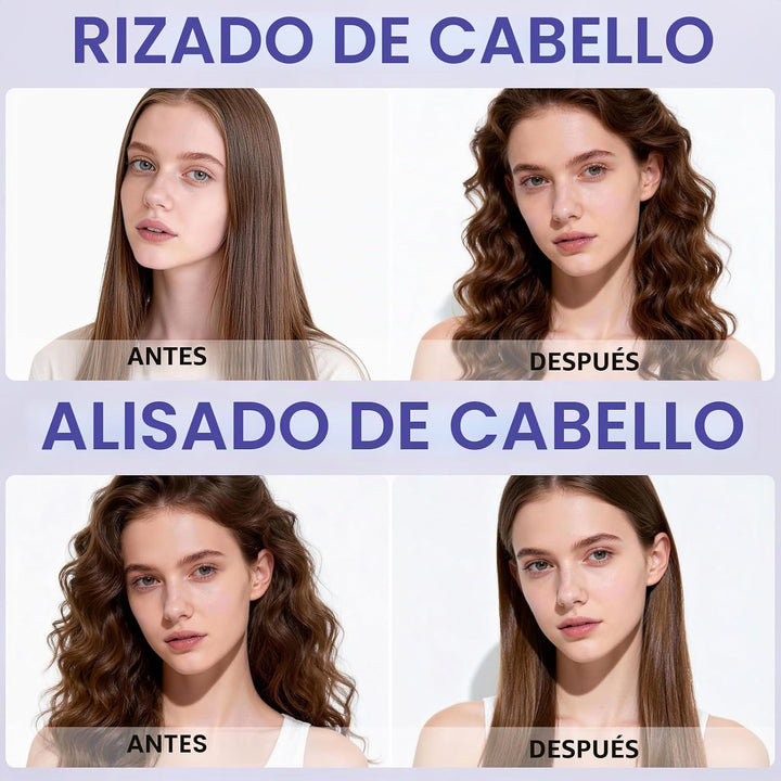 Plancha de pelo 2 en 1, rizador de flujo de aire frío de 360°, riza...