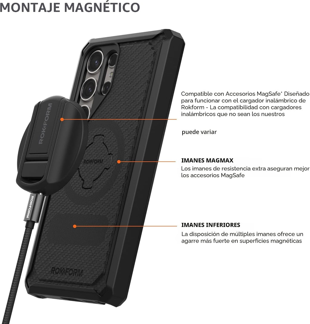 Rokform Galaxy S24 - Funda ultra resistente, magnética + RokLock (negro)