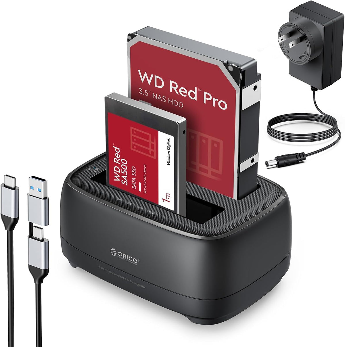 ORICO USB Type C a SATA 2 Bay Hard Drive Docking Station
