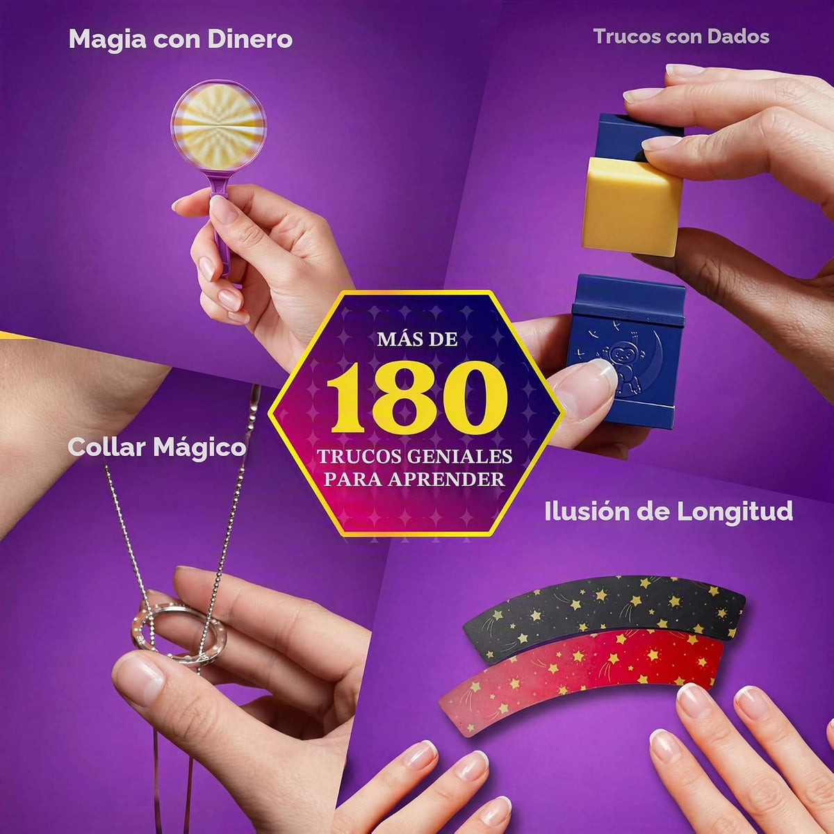 JOVA Klever Kits 180+ Magic Set - My First Magic Trick Kit- Increíble juguete de mago con lecciones de video paso a paso, para niños mayores de 6 años, trucos fáciles de varita y tarjetas de ilusión
