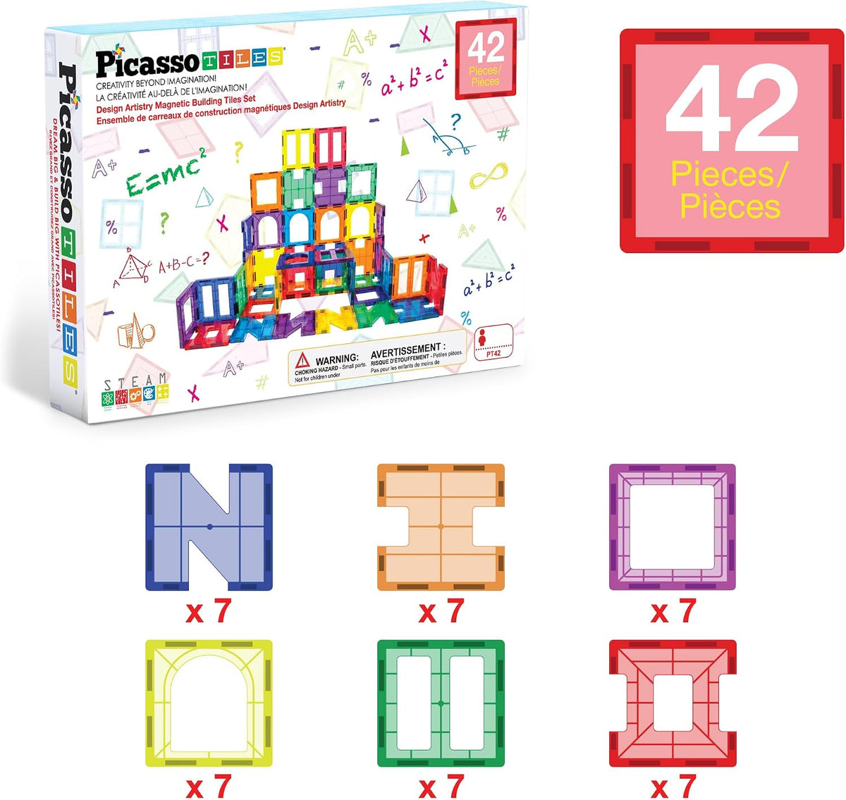 PicassoTiles Bloques de construcción de azulejos magnéticos, juego de
