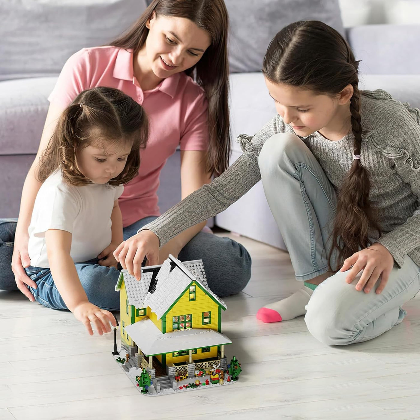 Juego de construcción de casa de Navidad con luz juguete