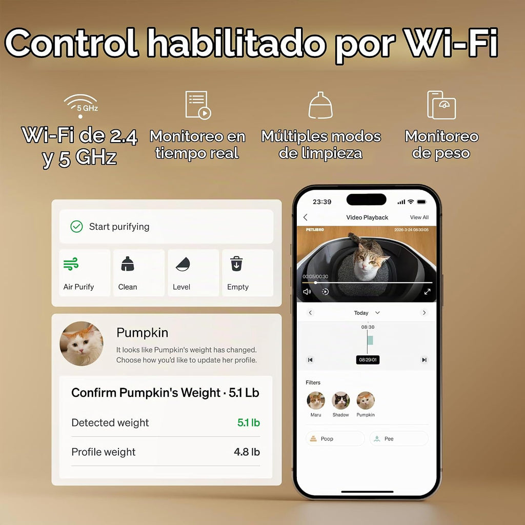 PETLIBRO Caja de arena automática y comedero para gatos para alimentos húmedos y caja de arena autolimpiante con análisis de residuos de IA y reconocimiento de varios gatos