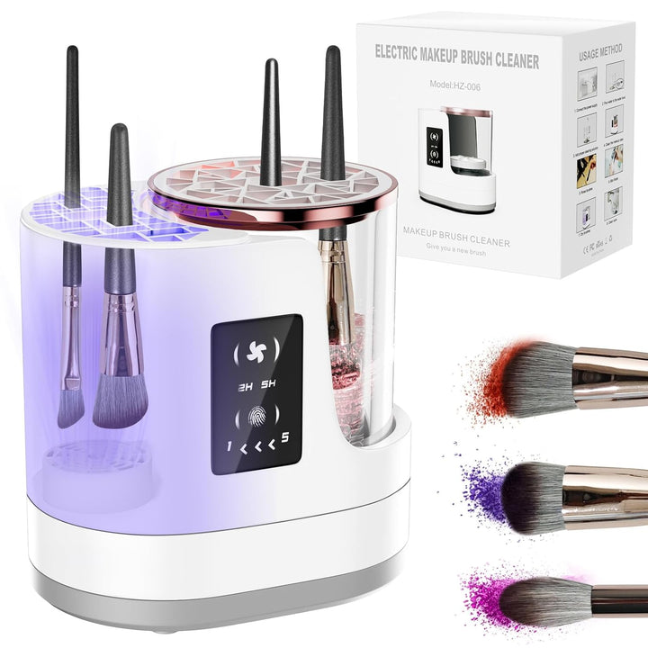 Limpiador de brochas de maquillaje eléctrico 3 en 1, limpiador auto...