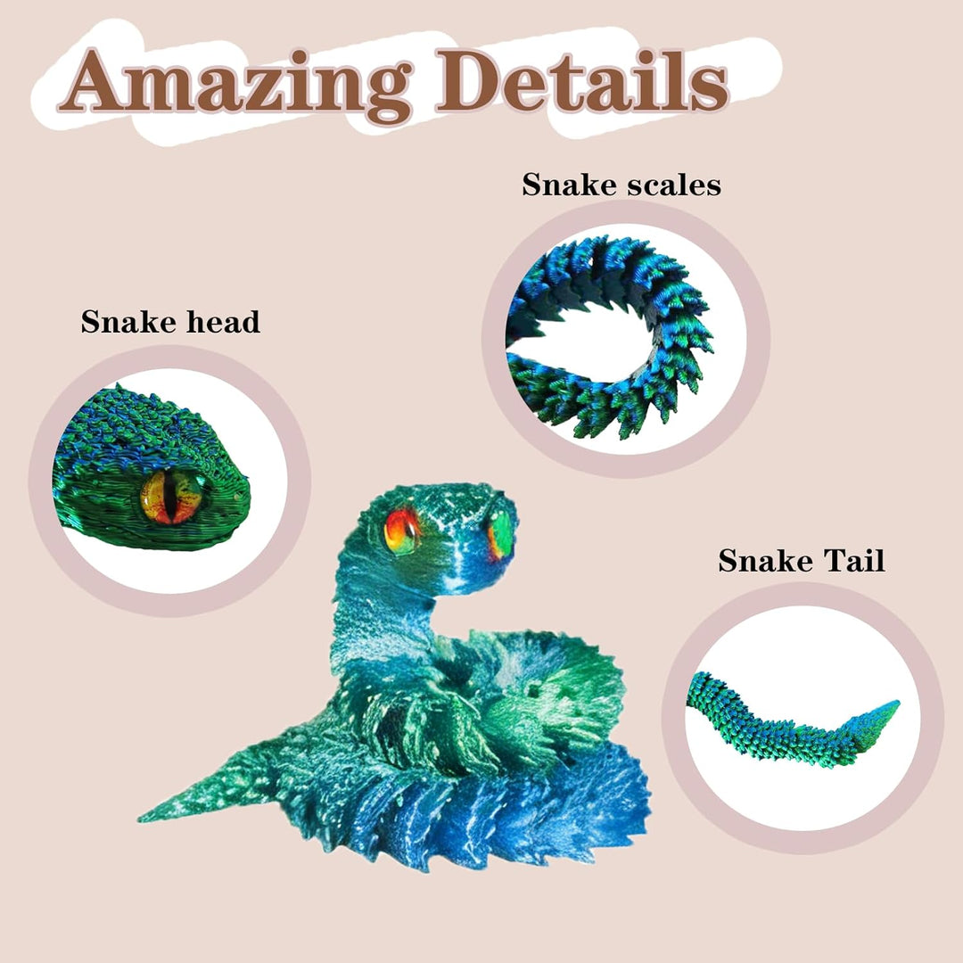 OGCHFZC Serpiente impresa en 3D de 12 pulgadas flexible 3D