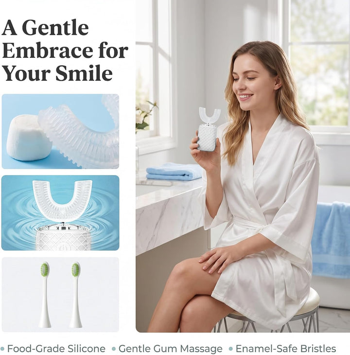 yeklike Sonic Cepillo de dientes eléctrico en forma de U para adult...