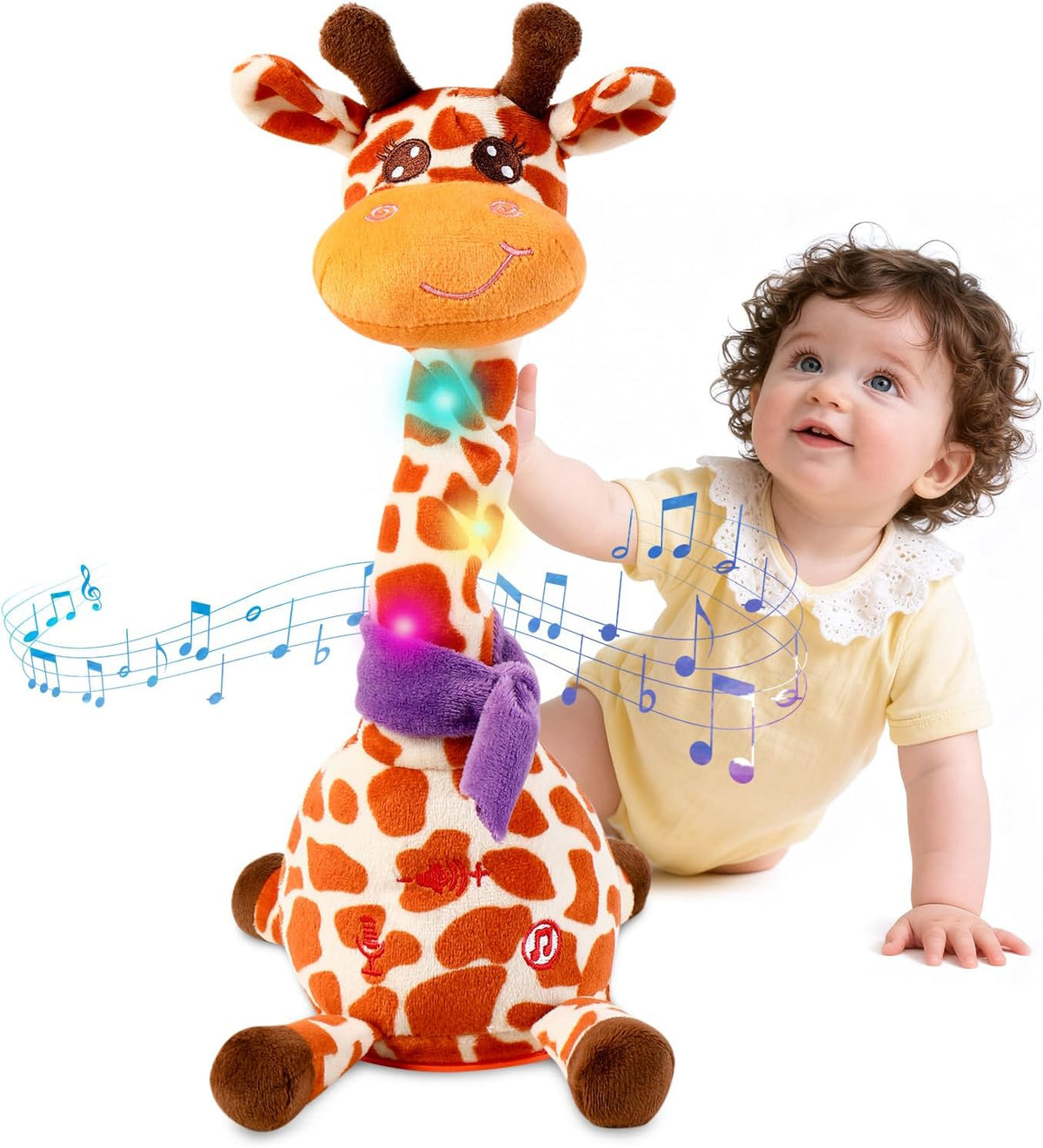 Juguete de jirafa bailarina, juguete de peluche para bebés, canción que canta, juguete que repite lo que dices, juguete musical brillante para regalo de cumpleaños de bebé, juguete de jirafa Groovy (juguete de jirafa)