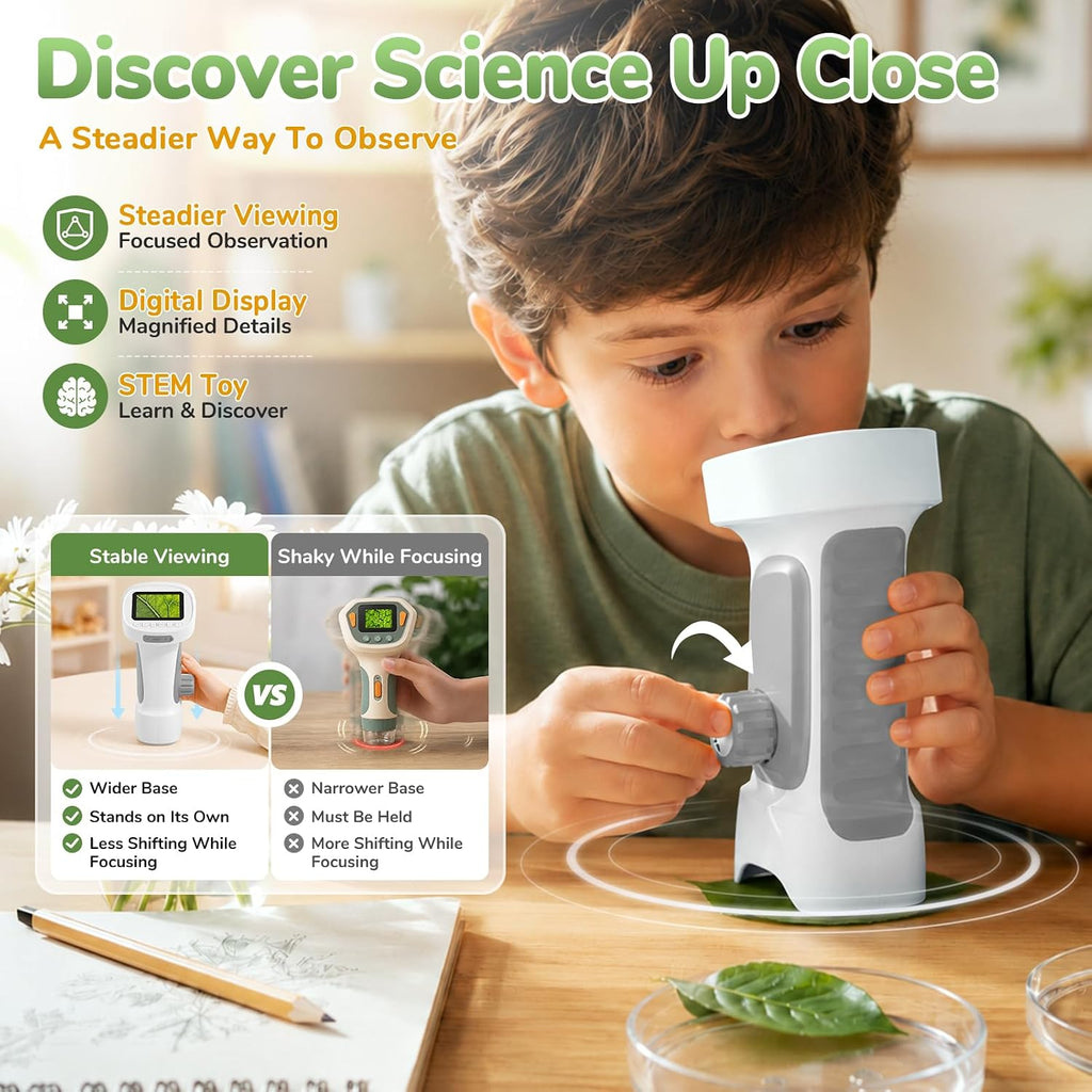 Microscopio digital de mano 1000X para niños con pantalla IPS de 2,4"