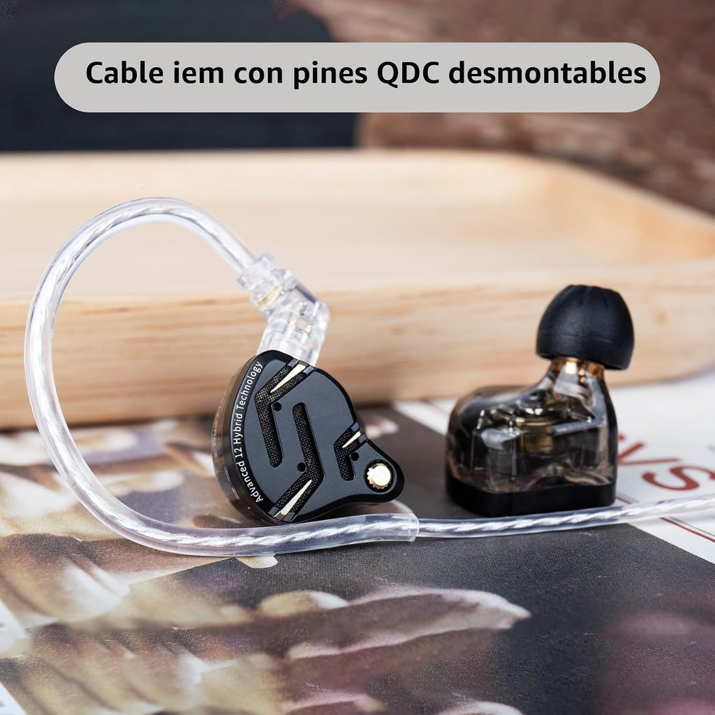KZ ZS12 PRO 2 Auriculares con monitores intrauriculares, 5BA+1DD 6 auriculares híbridos para juegos con cable, sonido de alta fidelidad con claridad, graves inmersivos IEMs para videojuegos, músico