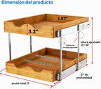 DINDON Organizador de armario extraíble de 2 niveles (11 pulgadas de ancho x 21 pulgadas de profundidad) con cajón deslizante de madera de doble capa para almacenamiento y organización debajo del