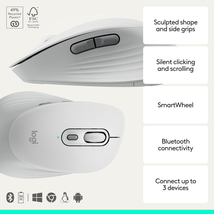 Logitech Signature Comfort M840 L - Ratón inalámbrico Bluetooth con...
