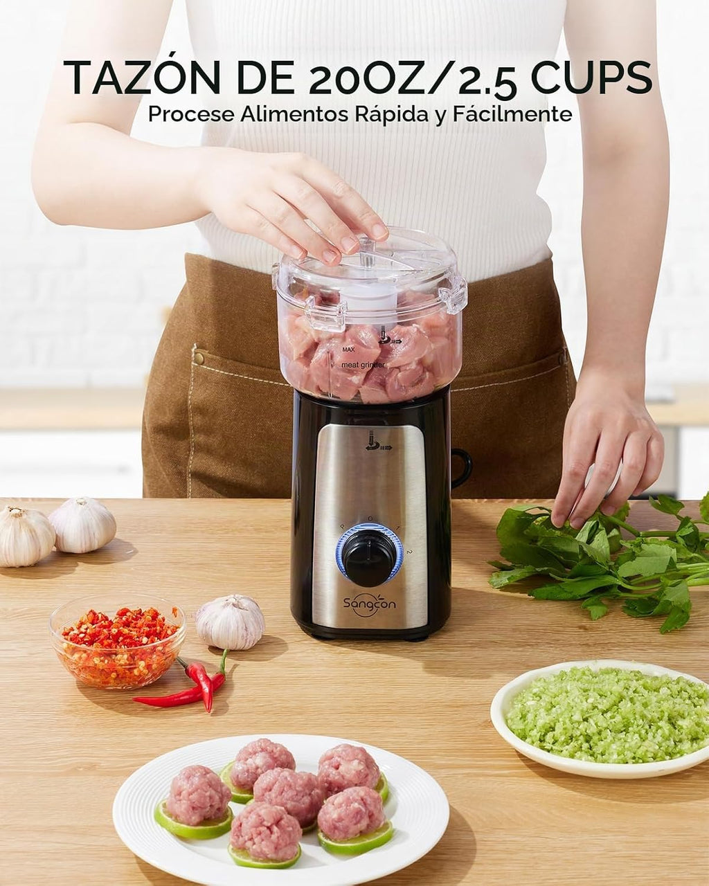Sangcon Batidoras para cocina, 5 en 1, procesador de alimentos combinado