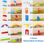 Migargle Juego de dominó de madera de 1200 piezas con 11 bloques de dominó adicionales y bolsa de almacenamiento, juego de carreras de dominó a granel para niños, juguete educativo con temática de dominó