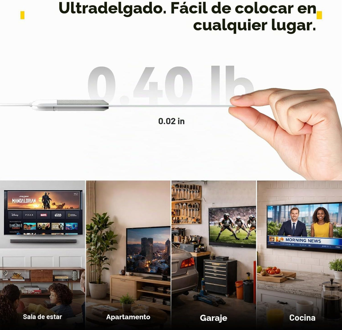 Antena de TV interior para Smart TV - Canales locales gratuitos, sin