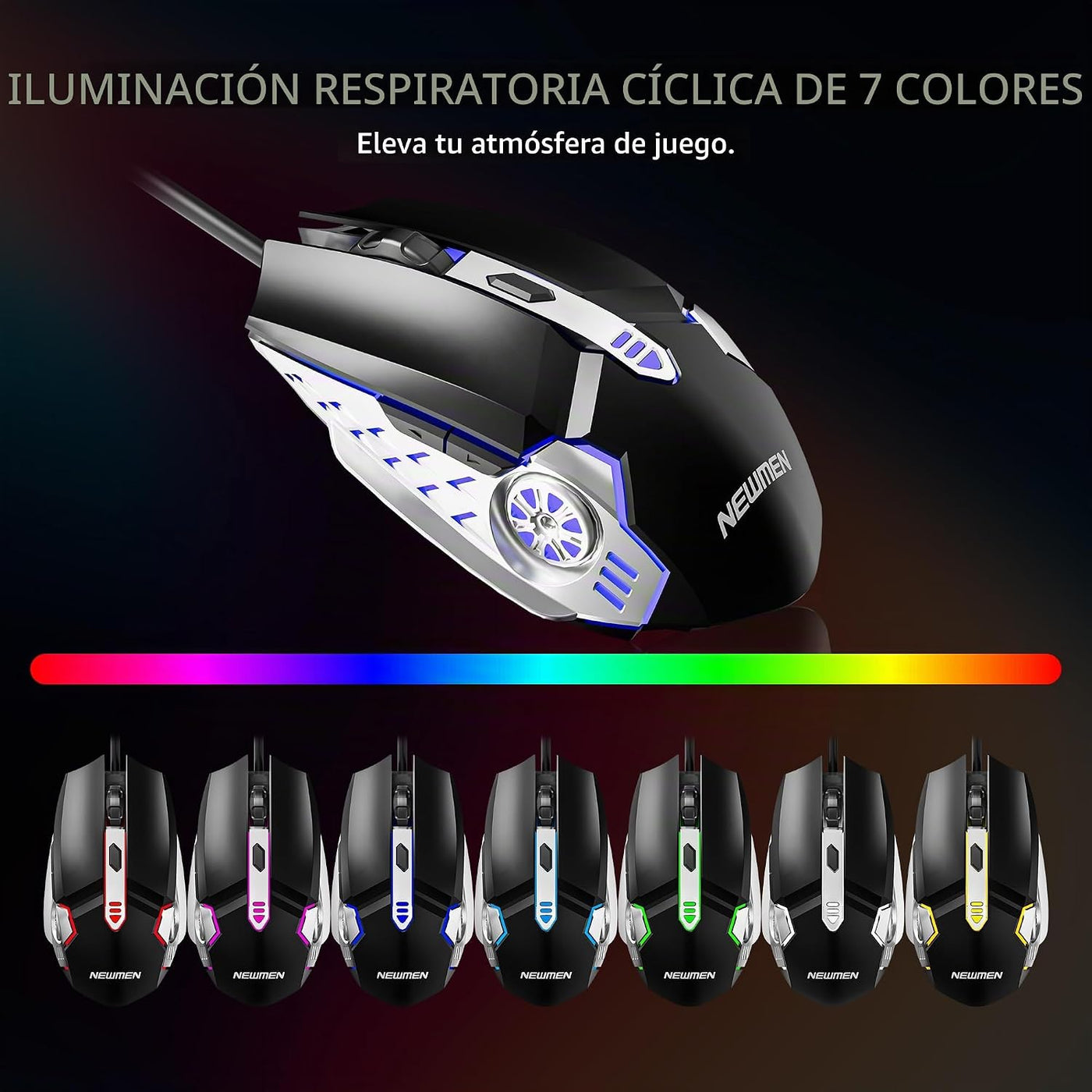 Newmen GM104 Combo de teclado y mouse para juegos con cable, teclad...