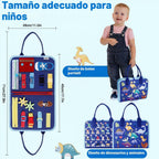 Juguete Montessori de tablero ocupado para niños y niñas, juguete sensorial, actividades educativas, juguete de viaje para automóvil de avión, libro ocupado para aprender habilidades motoras finas, azul