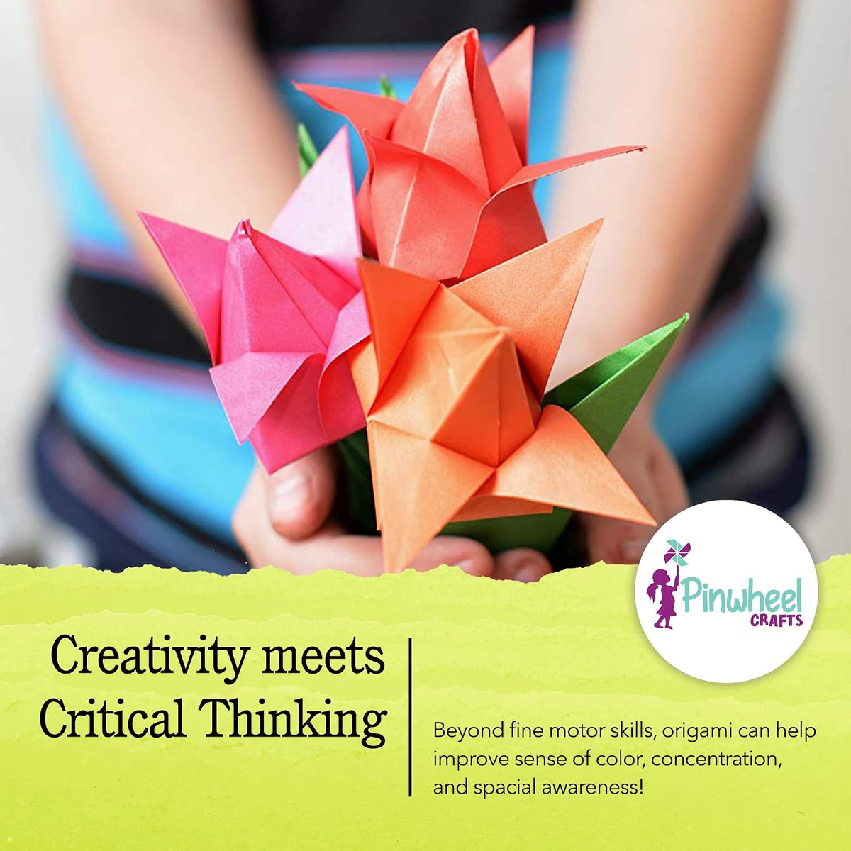 Kit de costura de flores de origami y unicornio para bolsos, juego de artes creativas y manualidades para niños a partir de 6 años, incluye 100 hojas de origami, accesorios decorativos