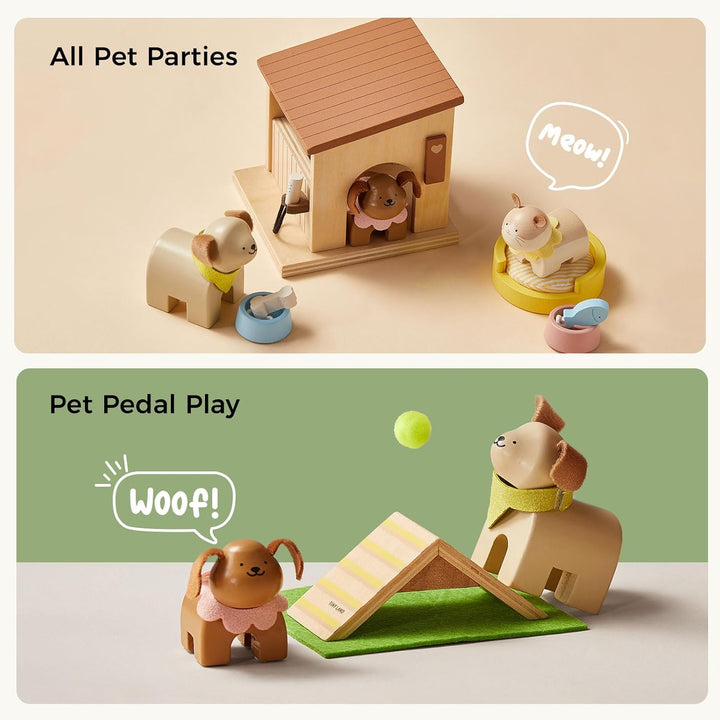 Tiny Land Juego de animales de casa de muñecas de madera para niños...