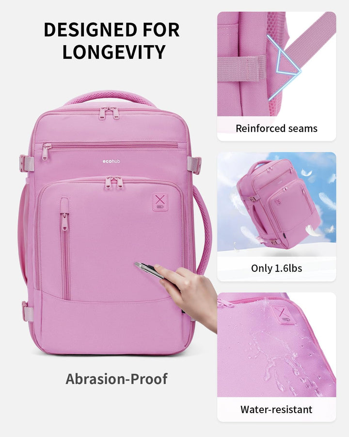 ECOHUB Mochila de Viaje Mochila de Equipaje de Mano, Rosa, Mochilas...