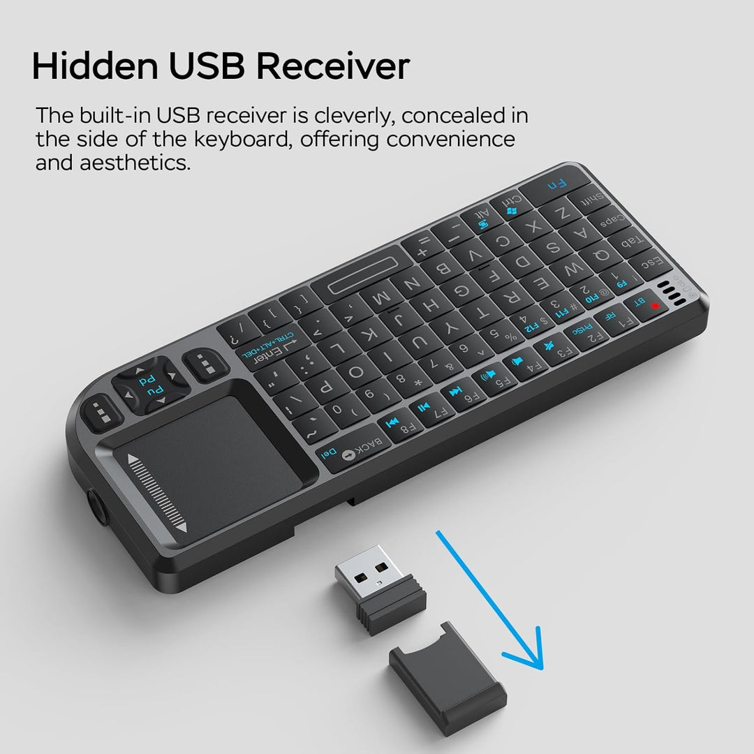 Mini teclado con panel táctil, mini teclado Bluetooth, portátil ina...