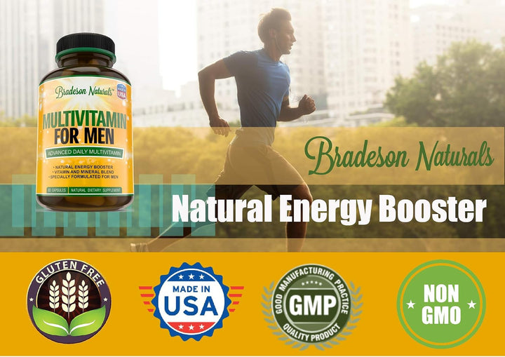 Bradeson Naturals Suplemento multivitamínico para hombres para ener...