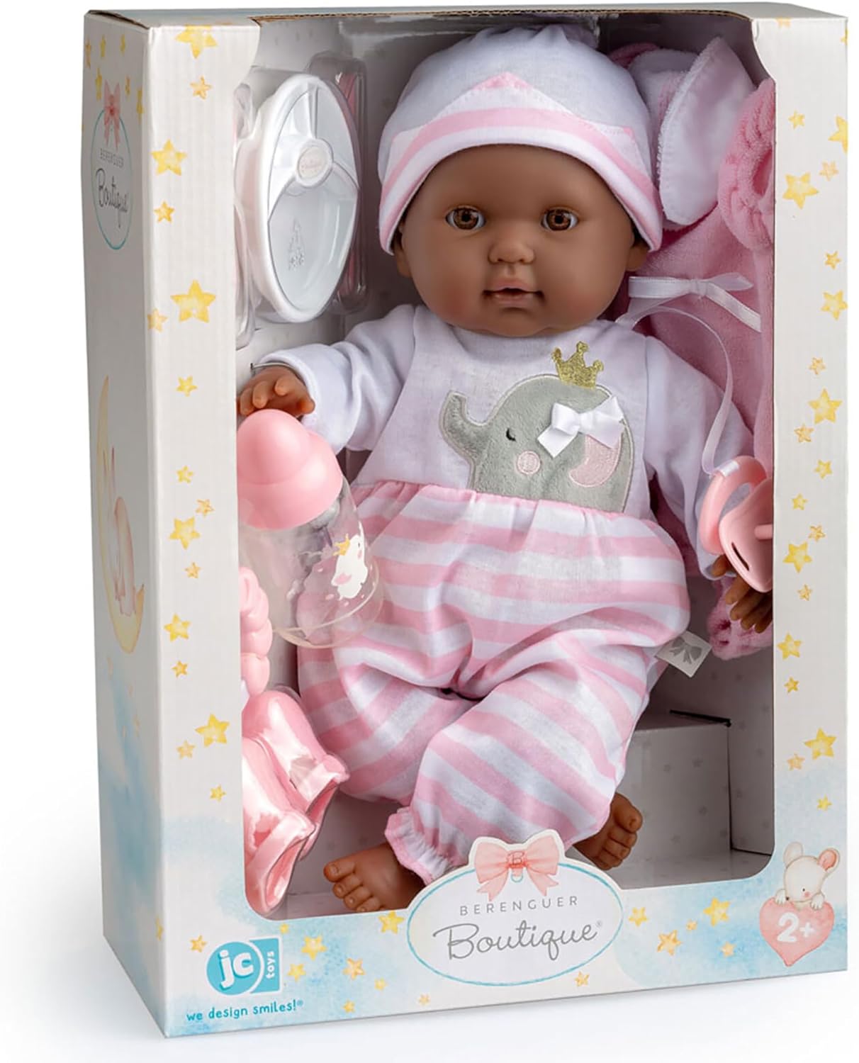 JC Toys Muñeca bebé afroamericana realista de cuerpo suave de 15 pu...