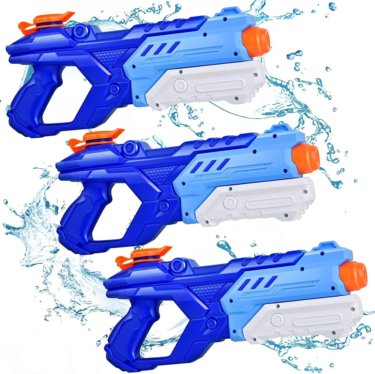 Quanquer Paquete de 3 pistolas de agua para niños y adultos, pistola de juguete de agua de 600 CC súper bláster de largo alcance, alta capacidad, verano, natación, playa, al aire libre, juegos de lucha acuática, juguetes de piscina para niños y niñas (azu