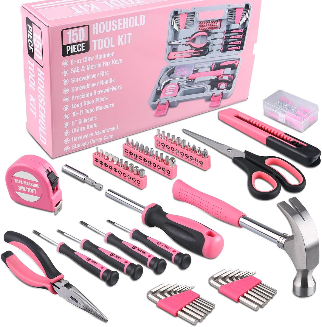 WINNER - Kit de herramientas de 150 piezas en color rosa para todo...