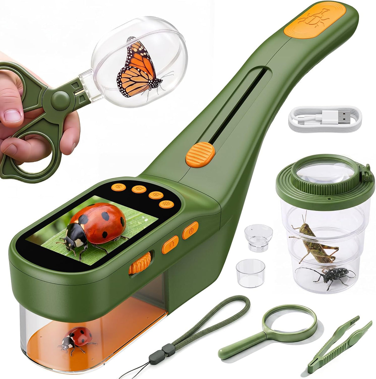 Cazador de insectos para niños con microscopio para niños, cámara de zoom 500X