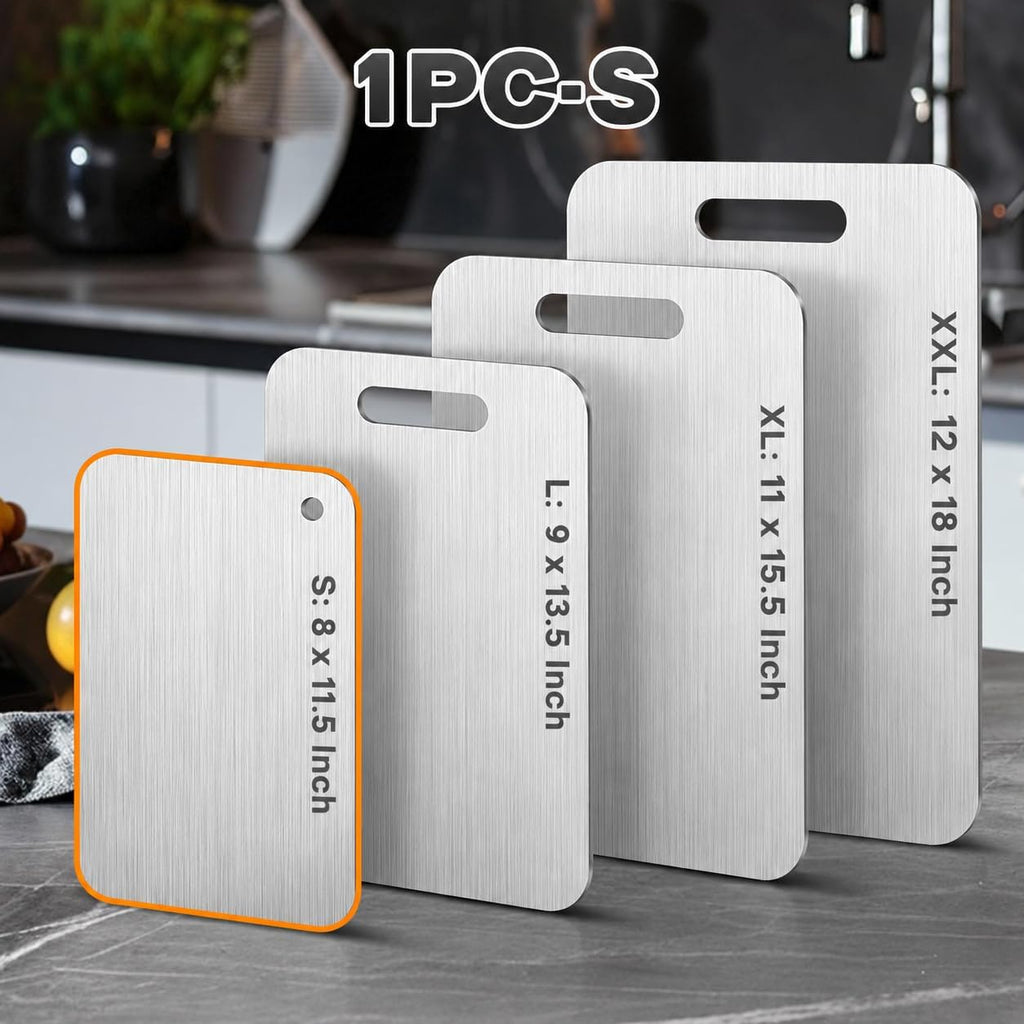 Katori Tablas de cortar de titanio para cocina, juego de tablas de cortar de titanio 100% puro, tabla de cortar de titanio de doble cara no tóxica, tablas de cortar de metal aptas para lavavajillas
