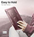 Dexnor Funda para Samsung Galaxy Tab S7 FE de 12.4 pulgadas (2021), [protector de pantalla y soporte integrados] con soporte para bolígrafo, resistente a prueba de golpes, funda protectora de cuerpo completo para Galaxy S7 FE - Rojo