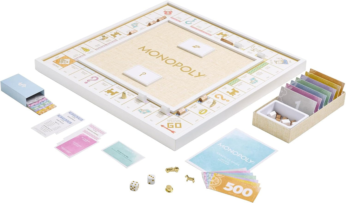 WS Game Company Monopoly Bianco Edition Deluxe blanco Wood Board Game Set