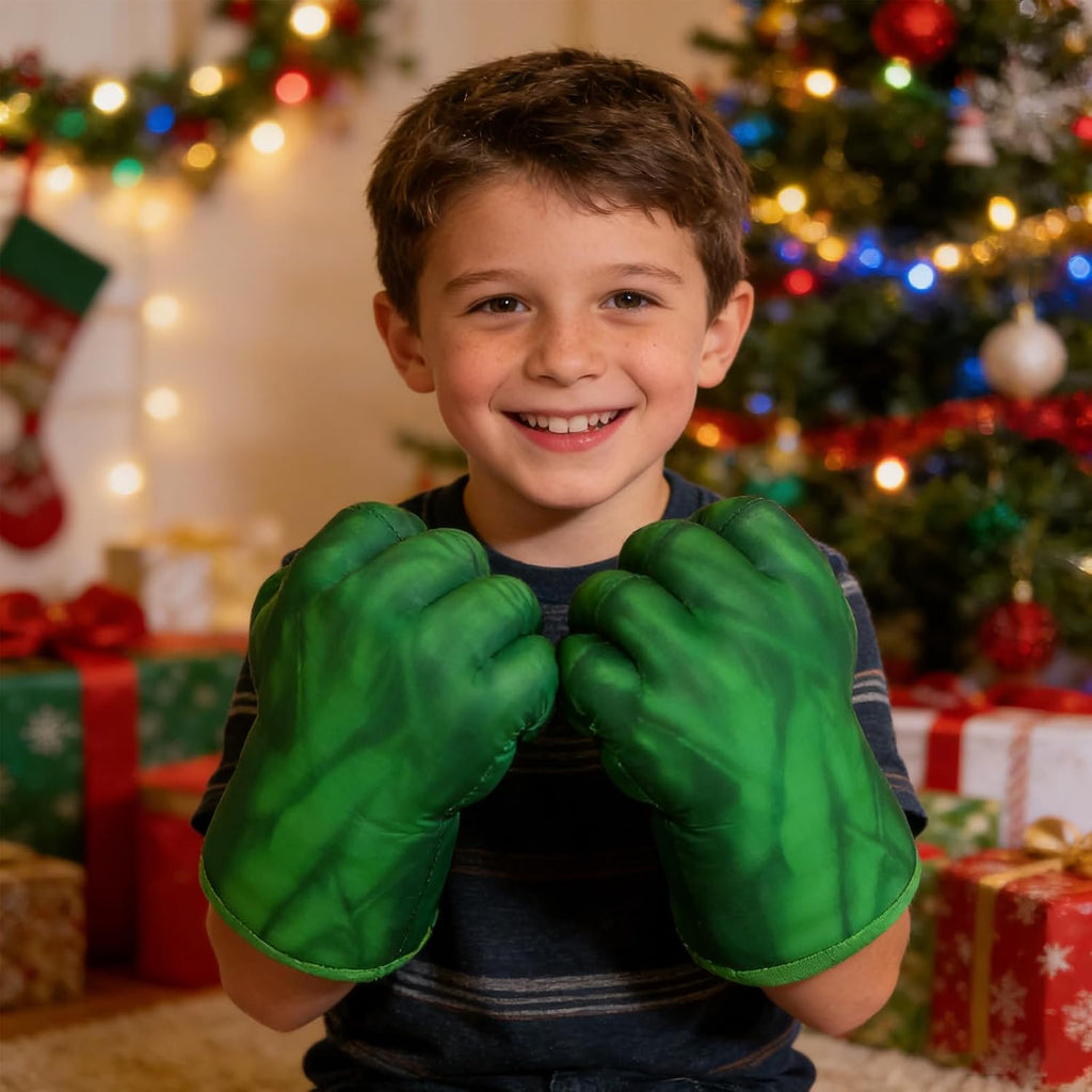 NuGeriAZ Guantes de superhéroe para niños, manos de superhéroe, de felpa suave, puños de héroe, cosplay, para niños, Navidad, Halloween, regalo de cumpleaños (verde C)