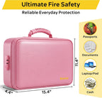 Caja de Documentos a Prueba de Fuego con Cierre, Carpeta Fija Resistente al Agua (Rosa - Maletín)