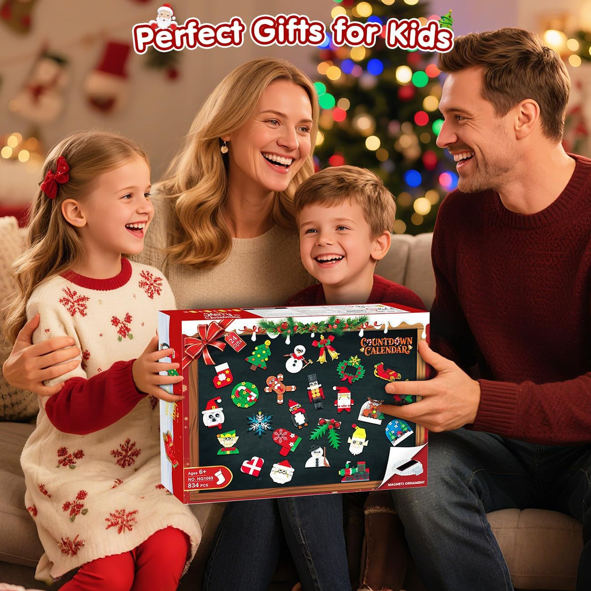 HOGOKIDS Calendario de Adviento adornos de Navidad juego