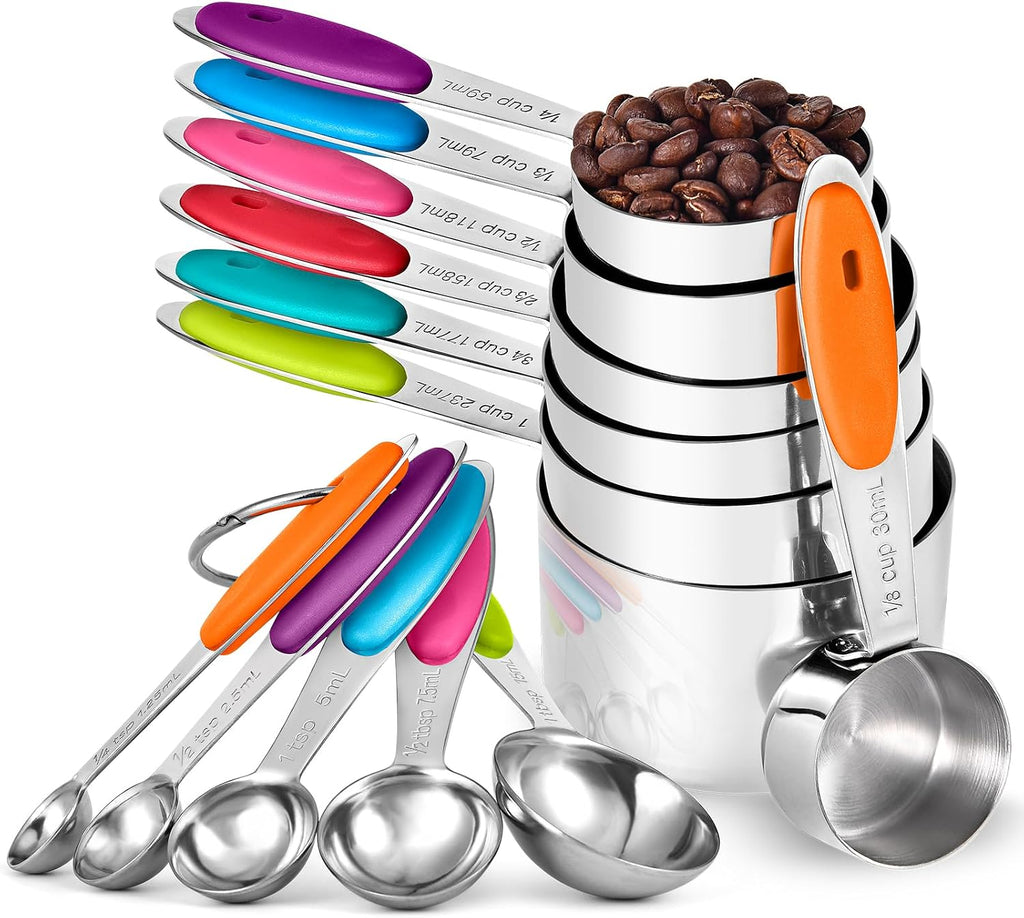 U-Taste Juego de cucharas medidoras de metal, mango mejorado, 12 unidades